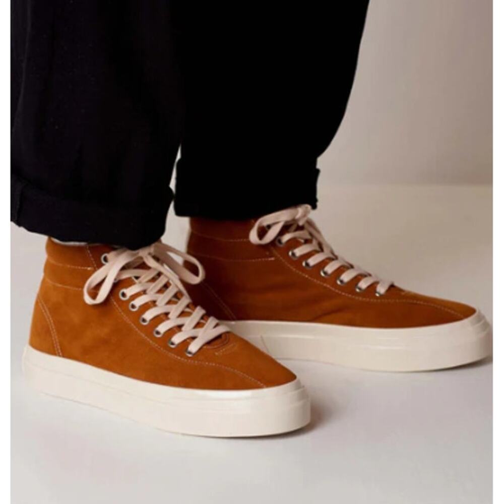 Stepney Workers Club Varden Suede Sneaker High Top Lace-Up Shoes Tan Size 40